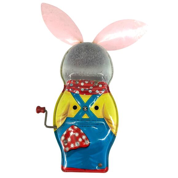 Vintage 1950s Mattel Peter Cottontail Wind Up Tin Toy Bunny with Pink Ears Works - Picture 2 of 6
